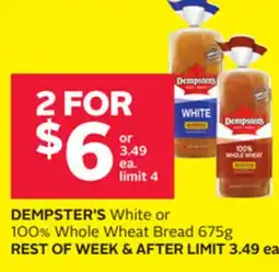 Rexall DEMPSTER'S White or 100% Whole Wheat Bread offer