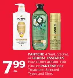 Rexall PANTENE 476mL-530mL or HERBAL ESSENCES Pure Plants 400mL Hair Care or PANTENE Hair Treatment offer
