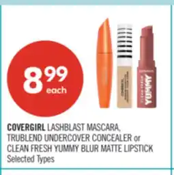 Shoppers Drug Mart COVERGIRL LASHBLAST MASCARA, TRUBLEND UNDERCOVER CONCEALER or CLEAN FRESH YUMMY BLUR MATTE LIPSTICK offer