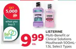 Rexall LISTERINE Multi-Benefit or Clinical Solutions Mouthwash 500mL-1.5L offer