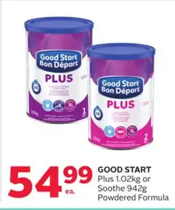 Rexall GOOD START Plus 1.02kg or Soothe 942g Powdered Formula offer