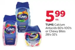 Rexall TUMS Calcium Antacids 60' s-100' s or Chewy Bites 28' s-32' s offer
