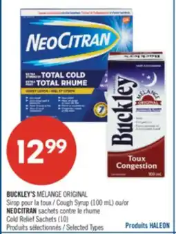 Pharmaprix BUCKLEY'S MÉLANGE ORIGINAL Cough Syrup (100mL) or NEOCITRAN Cold Relief Sachets (10) offer