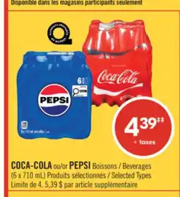 Pharmaprix COCA-COLA or PEPSI Beverages offer