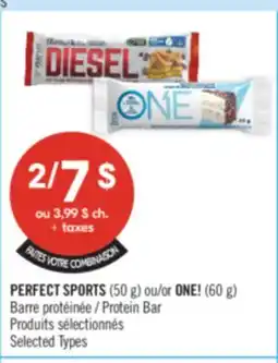 Pharmaprix PERFECT SPORTS (50 g) or ONE! (60 g) Protein Bar offer