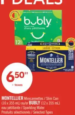 Pharmaprix MONTELLIER Slim Can (10 x 355 mL) or BUBLY (12 x 355 mL) Sparkling Water offer