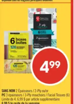 Pharmaprix NO NAME 2-Ply or PC 3-Ply Facial Tissues (6) offer