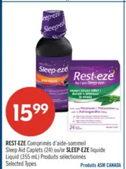 Pharmaprix REST-EZE Sleep Aid Caplets (24) or SLEEP-EZE Liquid (355 mL) offer