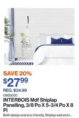 Patrick Morin Mdf Shiplap Panelling, 3/8 Po X 5-3/4 Po X 8 Pi offer