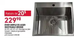 Matério ÉVIER SIMPLE EN ACIER INOXYDABLE BROSSÉ offer