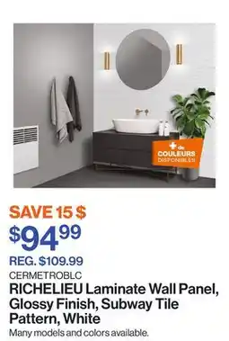 Patrick Morin Laminate Wall Panel, Glossy Finish, Subway Tile Pattern, White offer