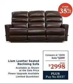 La Z Boy Liam Leather Seated Reclining Sofa offer