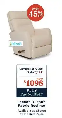 La Z Boy Lennon iClean Fabric Recliner offer