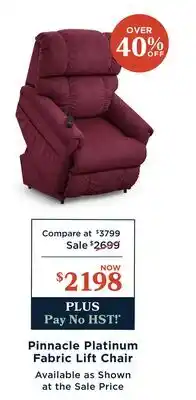 La Z Boy Pinnacle Platinum Fabric Lift Chair offer