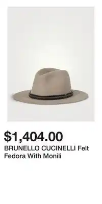 Holt Renfrew BRUNELLO CUCINELLI Felt Fedora With Monili offer