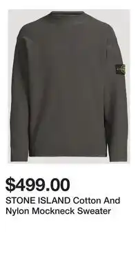 Holt Renfrew STONE ISLAND Cotton And Nylon Mockneck Sweater offer