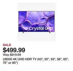 TSC Stores U8000 4K UHD HDR TV (43, 50, 55, 58, 65, 75 or 85) offer