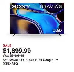 TSC Stores 55 Bravia 8 OLED 4K HDR Google TV (K55XR80) offer