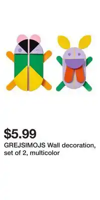IKEA GREJSIMOJS Wall decoration, set of 2, multicolor offer