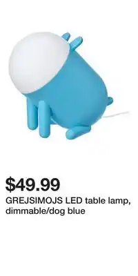 IKEA GREJSIMOJS LED table lamp, dimmable/dog blue offer