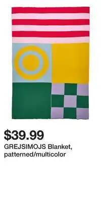 IKEA GREJSIMOJS Blanket, patterned/multicolor offer