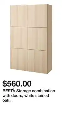 IKEA BESTÅ Storage combination with doors, white stained oak effect/Lappviken white stained oak effect offer