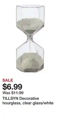 IKEA TILLSYN Decorative hourglass, clear glass/white offer