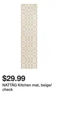 IKEA NATTÅG Kitchen mat, beige/check offer