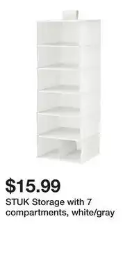 IKEA STUK Storage with 7 compartments, white/gray offer