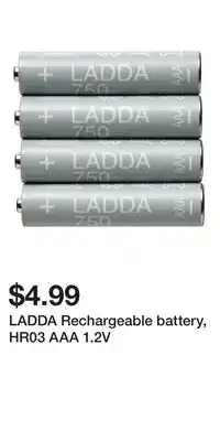 IKEA LADDA Rechargeable battery, HR03 AAA 1.2V offer