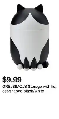 IKEA GREJSIMOJS Storage with lid, cat-shaped black/white offer