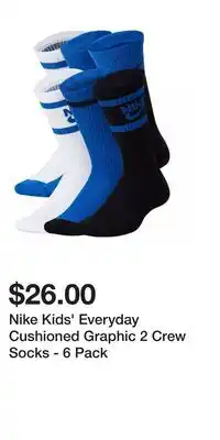 Sport Chek Nike Kids' Everyday Cushioned Graphic 2 Crew Socks offer