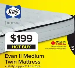 Leon's Sealy Essentials Evan II Medium Twin Mattress offer