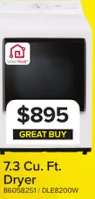 Leon's LG White Ultra Large Capacity Rear Control Electric Dryer with AI Sensing (7.3 Cu. Ft) - DLE8200W offer