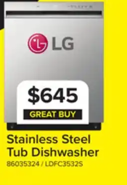 Leon's LG Stainless Steel Dishwasher with 3rd Rack - LDFC3532S offer