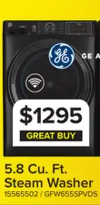 Leon's GE Carbon Graphite Smart Steam Front Load Washer with SmartDispense (5.8 cu.ft) - GFW655SPVDS offer