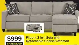Leon's Flipp-it Sofa with Reversible Chaise/Ottoman - Platinum offer