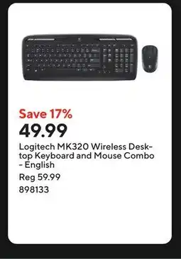Staples Logitech MK320 Wireless Desktop Keyboard and Mouse Combo - English offer