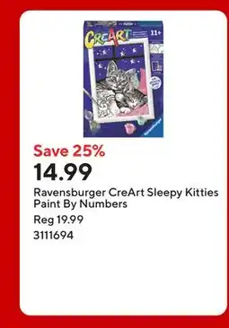 Staples Ravensburger CreArt Sleepy Kitties Paint By Numbers offer