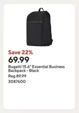Staples Bugatti 15.6 Essential Business Backpack - Black offer