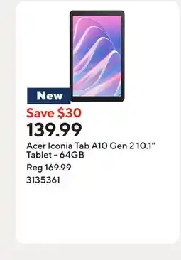Staples Acer Iconia Tab A10 Gen 2 10.1 Tablet - 64GB offer