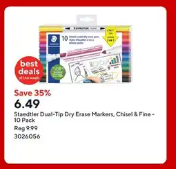 Staples Staedtler Dual-Tip Dry Erase Markers, Chisel & Fine offer