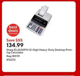 Staples Sharp EL2630PIII 12-Digit Heavy-Duty Desktop Printing Calculator offer