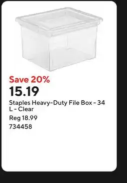 Staples Staples Heavy-Duty File Box - 34 L - Clear offer