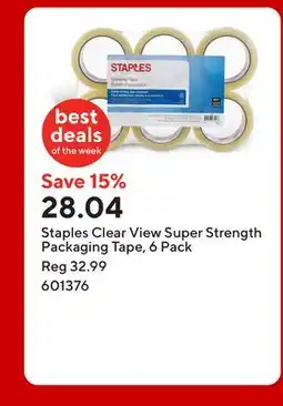 Staples Staples Clear View Super Strength Packaging Tape offer