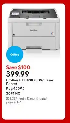 Staples Brother HLL3280CDW Laser Printer offer