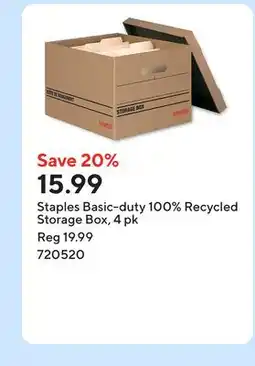 Staples Staples Basic-duty 100% Recycled Storage Box offer