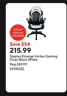 Staples Staples Emerge Vortex Gaming Chair Black White offer