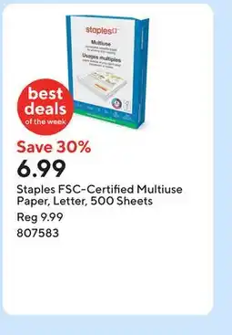 Staples Staples FSC-Certified Multiuse Paper, Letter, 500 Sheets offer