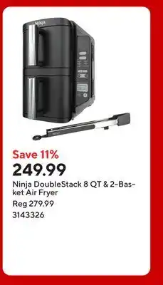 Staples Ninja DoubleStack 8 QT & 2-Basket Air Fryer offer